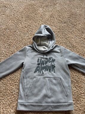 Under Armour Light Gray Pullover Hoodie with Script Logo